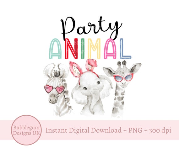 Safari Party Animal PNG, Baby Safari Animals, Kids T Shirt Sublimation Design, Safari Birthday Card Design, Instant Digital Download