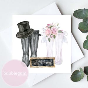 Recién casados - Botas de agua para el día de la boda de los novios PNG, diseño de sublimación para bodas, diseño de tarjetas de boda, descarga digital instantánea