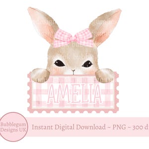 Rosa Schleife Osterhase Gingham PNG, Ostern Sweatshirt Sublimationsdesign, Kokette Ostern, Osterbecher, mein 1st Ostern Sofortiger digitaler Download