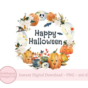 Happy Halloween Wreath PNG, 1st Halloween Baby T-Shirt Onesie Design, Halloween Sticker, Halloween Cake Topper, Instant Digital Download