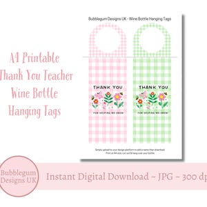 Etiqueta para garrafa de vinho A4 para professor, JPG, etiqueta para pendurar, etiqueta para garrafa de fim de período letivo, design de etiqueta para vinho, presente para professor, download digital instantâneo