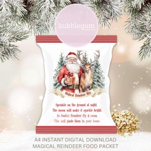 Pacchetto mix di renne magiche JPG, modello di cibo per renne magiche A4 stampabile, pacchetto di cibo per renne della vigilia di Natale, download digitale istantaneo