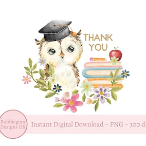 Professor Coruja Sábia Obrigado PNG, Design de Sublimação, Design de Coruja de Agradecimento ao Professor, Floral Rosa, Sublimação de Caneca, Download Digital Instantâneo