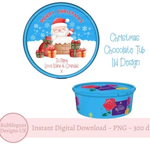 Frohe Weihnachten Jolly Santa Schokolade Wannendeckel Design, PNG, Printable Chocolate Candy Wannendeckel, Weihnachtsaufkleber, Sofortiger digitaler Download