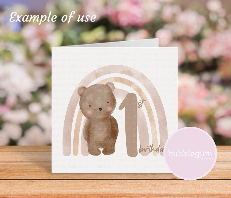 Teddy Bear 1st Birthday Rainbow PNG, First Birthday Sublimation Design ...
