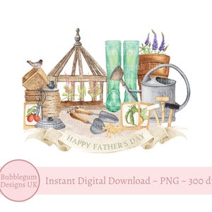 Feliz Dia dos Pais, Jardinagem em Estufa PNG, Pai, Design de Cartão para o Dia dos Pais, Design de Sublimação para o Dia dos Pais, Download Digital Instantâneo