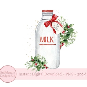 Melk voor de kerstman PNG, kerstavondmok sublimatieontwerp, melk en koekjes PNG, kerstkaart, kerstdecor, instant digitale download