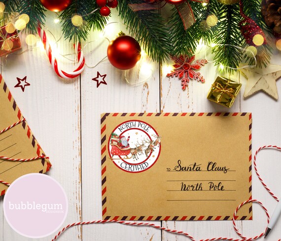 Santa Claus Post Stamp. Christmas Mail Letter Stamps, North Pole Postmark And Postage Mark Xmas Holiday Card Label Vector Set Vector | Adobe