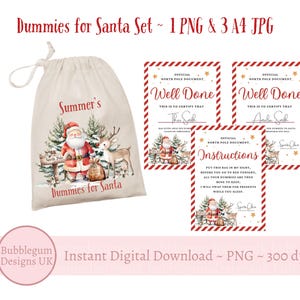 Dummies For Santa PNG, Certificado A4 e Carta de Instruções, Design de Sacola de Dummies para Papai Noel na Véspera de Natal, Download Digital Instantâneo de Doações de Dummies