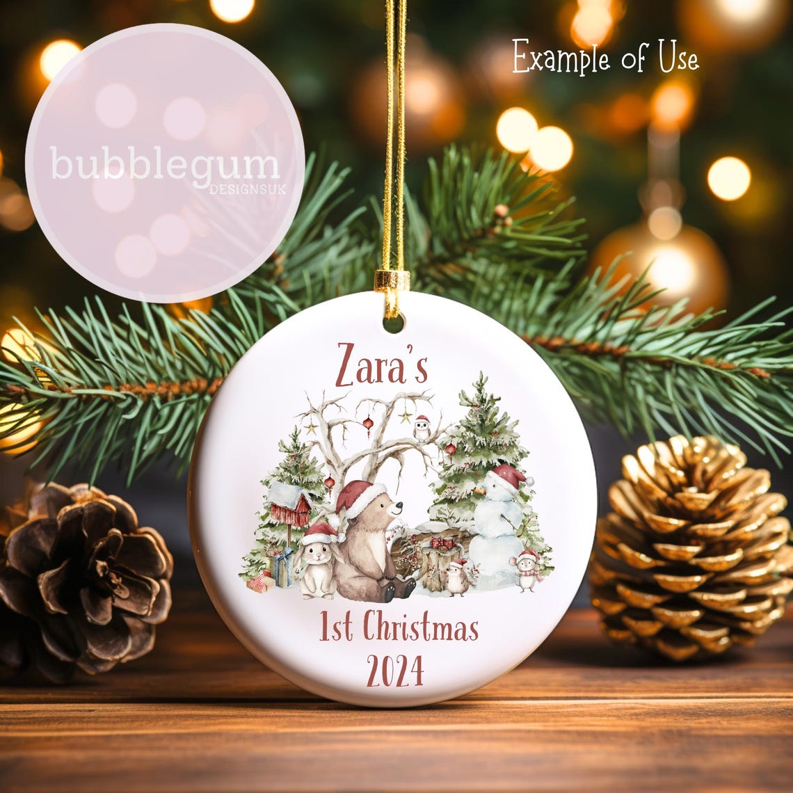 Winter Woodland Animals PNG, Bear Sublimation Design, 1st Christmas ...
