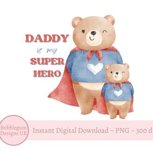 Papa ist mein Superheld Bär Sublimationsdesign, PNG, Vatertagskartendesign, Papa, Papa Bär, sofortiger digitaler Download