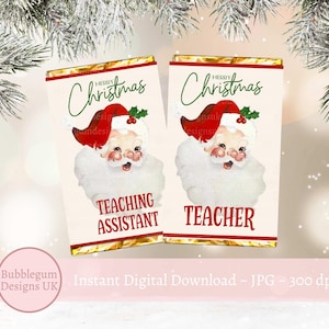 Joyeux Noël professeur / emballage de chocolat TA, emballage de bonbons au chocolat imprimable, A4 imprimable, merci professeur, téléchargement numérique instantané