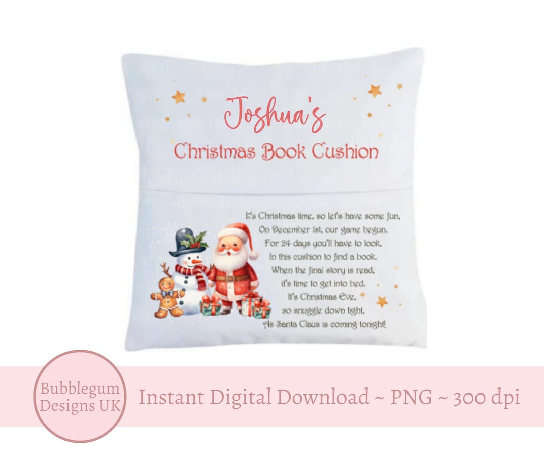 Christmas advent book pillow png christmas santa snowman pocket