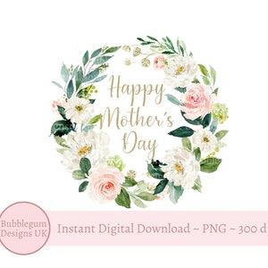Happy Mother's Day bloemenkrans mok sublimatie ontwerp, Moederdag mok overdracht, png, moeder, moeder, mummie, instant digitale download