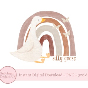 Arc-en-ciel neutre Silly Goose PNG, Silly Little Goose Sublimation Design, Silly Goose Clipart, Silly Goose tendance, téléchargement immédiat