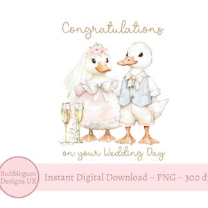 Herzlichen Glückwunsch zu Ihrer Hochzeit PNG, Gans Sublimationsdesign, Hochzeitskartendesign, Hochzeit Briefpapier Clip Art, sofortiger digitaler Download