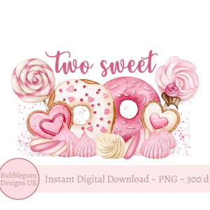 Twee zoete 2e verjaardag PNG, zoete lekkernijen verjaardag clipart, meisjes 2e verjaardag kaart ontwerp, verjaardag sublimatie, instant digitale download