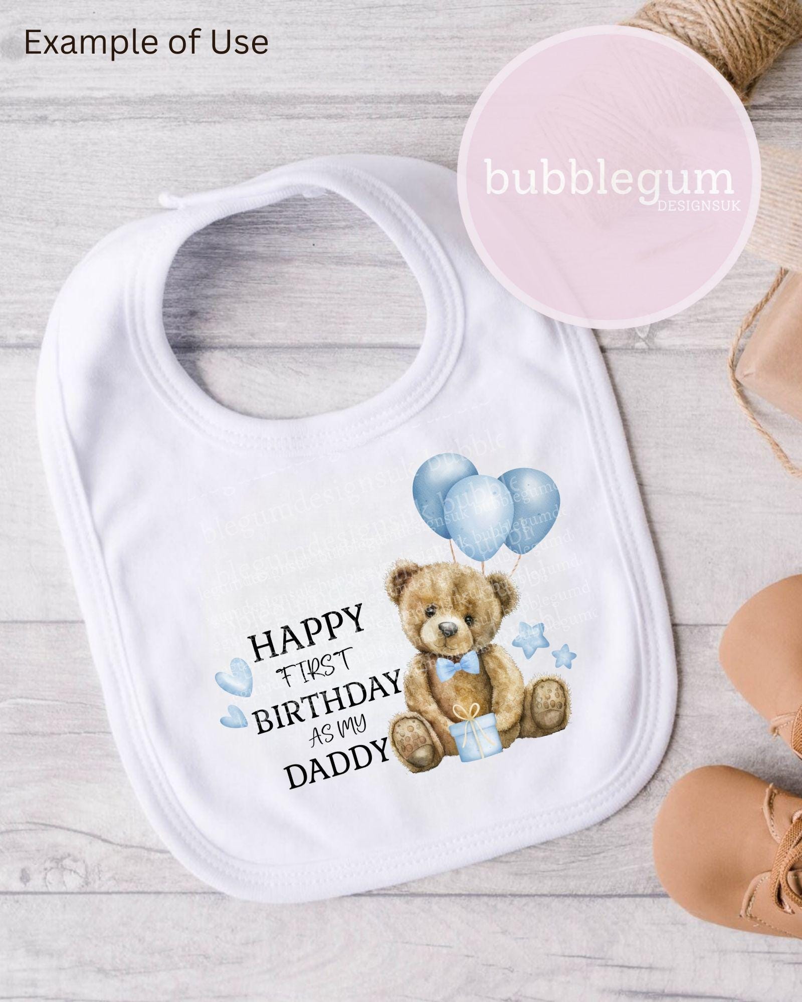 Teddy Bear Blue Balloons Daddy 1st Birthday PNG, Birthday Sublimation ...