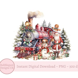 Design de sublimação de trem de Natal vermelho, PNG, design de camiseta de 1º Natal, design de saco de Papai Noel, download digital instantâneo