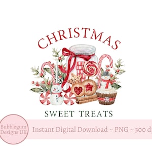Weihnachtssüßigkeiten PNG, Weihnachtszuckerstangen, Kekse, Kuchen ClipArt, Weihnachtssublimationsdesign, sofortiger digitaler Download