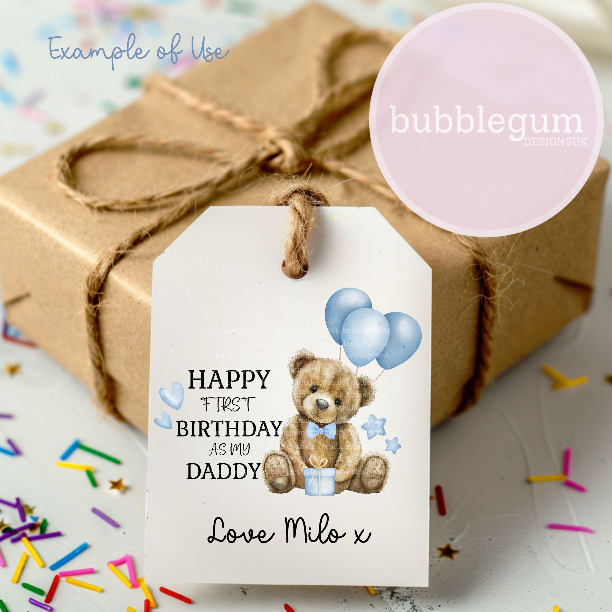 Teddy Bear Blue Balloons Daddy 1st Birthday PNG, Birthday Sublimation ...
