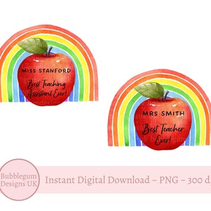 Bester Lehrer / Lehrhelfer aller Zeiten PNG, Danke Lehrer Sublimationsdesign, Lehrer Wertschätzung, Regenbogen, sofortiger digitaler Download