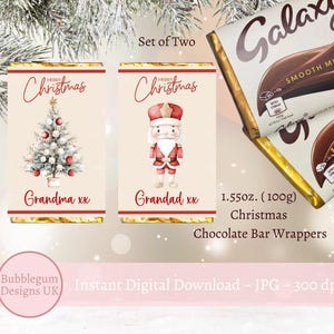 Nutcracker & Tree Christmas Chocolate Wrapper, Printable Chocolate Candy Wrapper, A4 Printable, Stocking Stuffer, Instant Digital Download