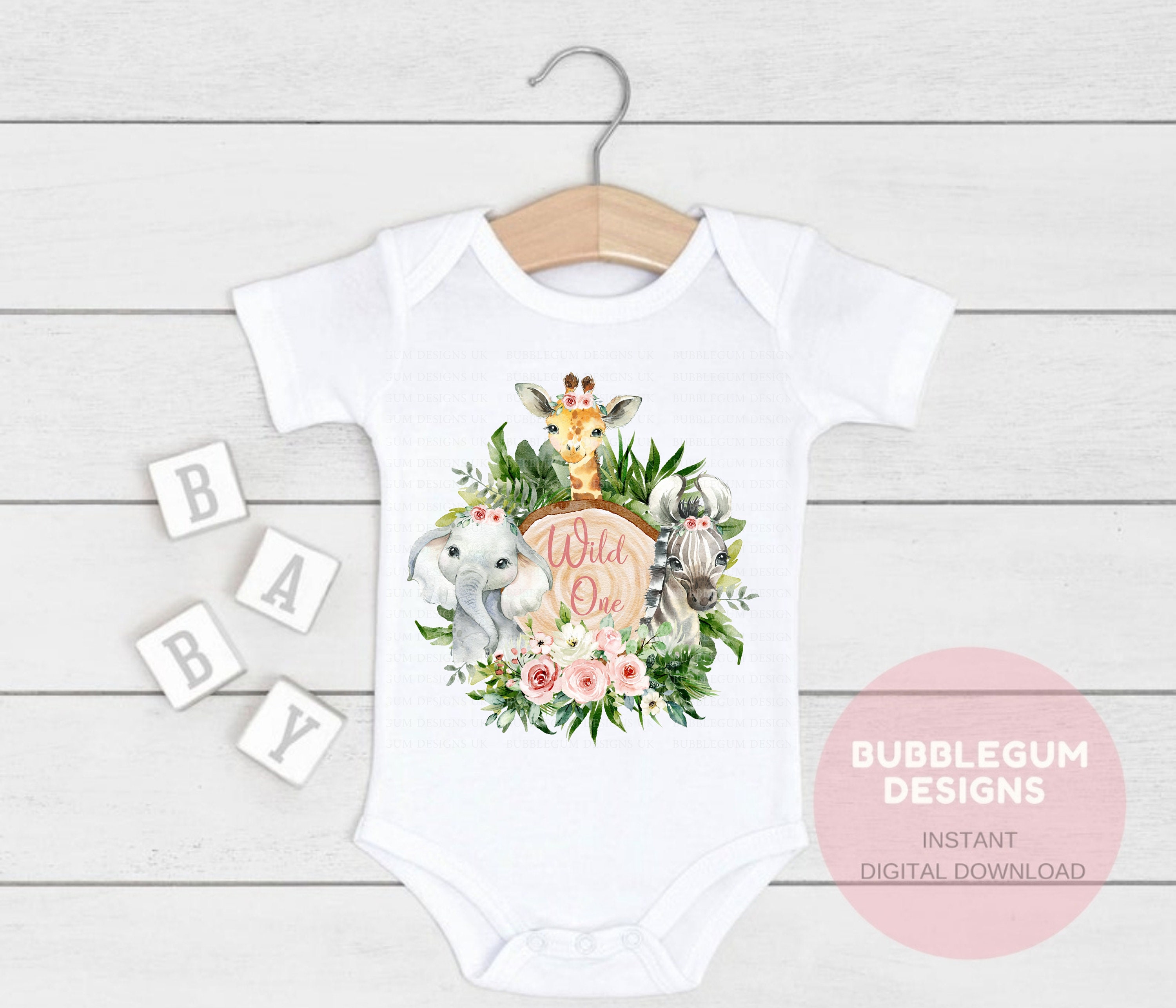 Wild One Baby Safari Animals Log Slice PNG Watercolor Baby - Etsy