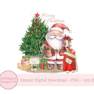 Frohe Weihnachten Nikolaus Baum & Geschenke PNG, Weihnachten Sublimation, Heiligabend Pyjama Sublimation, Jolly Santa, Sofortiger digitaler Download