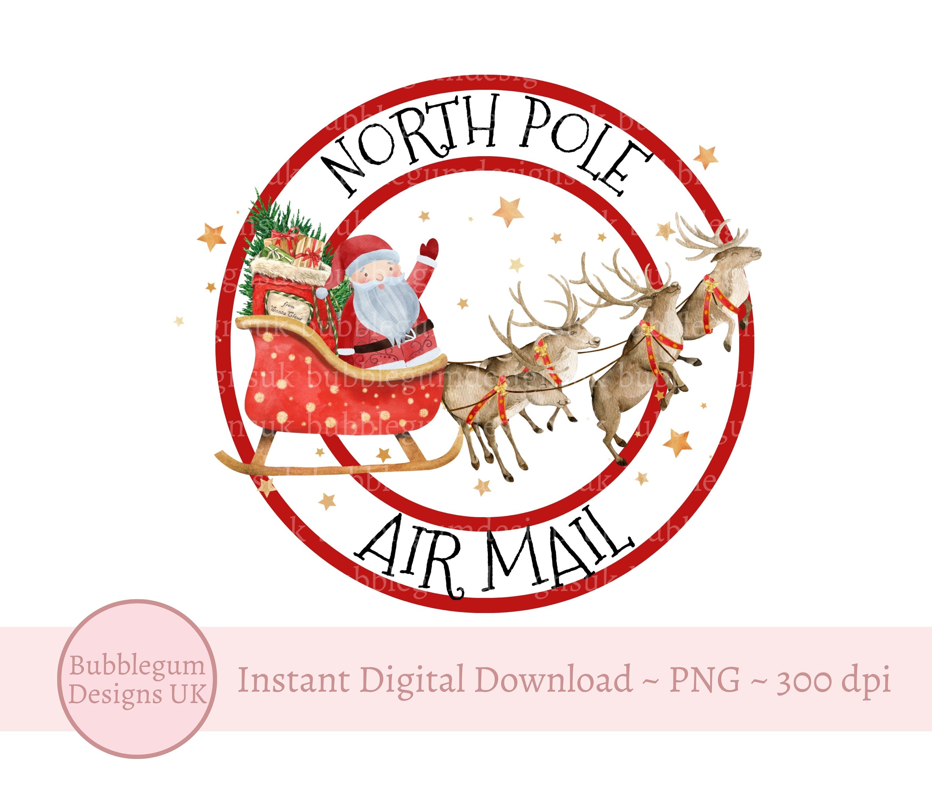 North Pole Mail Christmas Wrapping Paper Roll, Winter Holiday Xmas