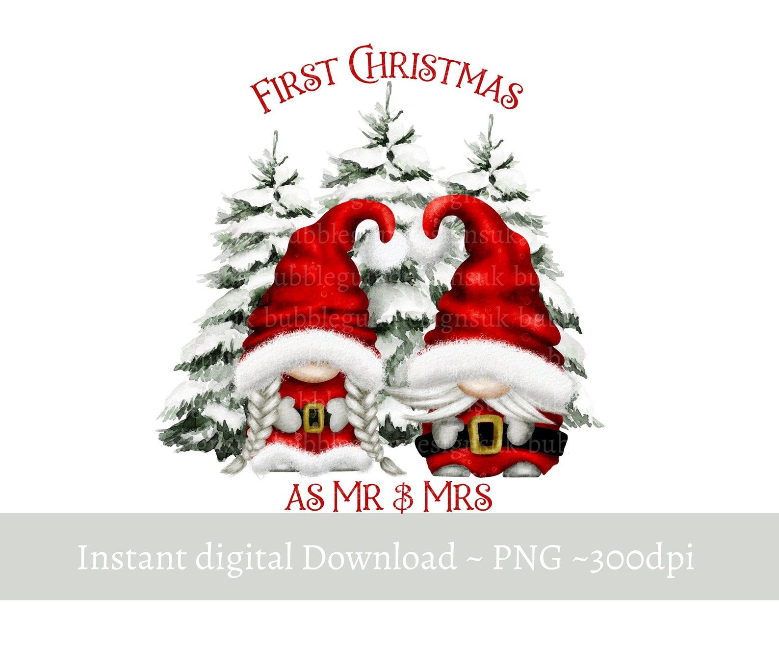 Mr & Mrs Christmas Santa Gnomes PNG Couple First Christmas Etsy UK