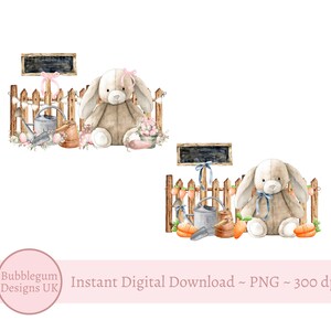 Lot de 2 patchs roses et bleus oreilles de lapin carottes PNG, sublimation de Pâques, lapin bleu rose, conception de lapin de Pâques, téléchargement numérique