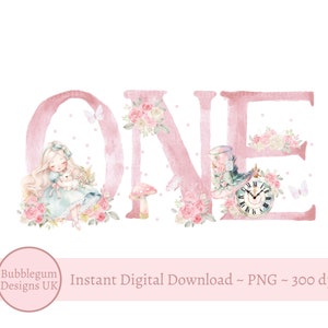 Alice & White Rabbit 1. Geburtstag PNG, Alice ONE Sublimationsdesign, Alice Erster Geburtstag Design, Onederland, sofortiger digitaler Download