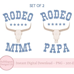 2 x Rodeo PNG, Papa Mimi, Rodeo Birthday Sublimation Design, Cow Boy Party Sublimation, Family T Shirt, T Shirt, Instant Digital Download