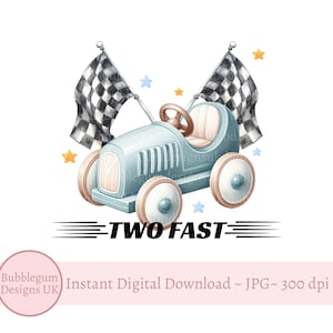 Twee snelle racewagen 2e verjaardag PNG, raceauto sublimatieontwerp, jongens verjaardagsfeestje decor, twee snelle thema, instant digitale download