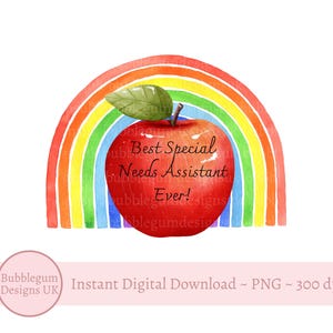 El mejor asistente para necesidades especiales (PNG), diseño de sublimación "Gracias SNA", diseño de agradecimiento al maestro, arcoíris, descarga digital instantánea