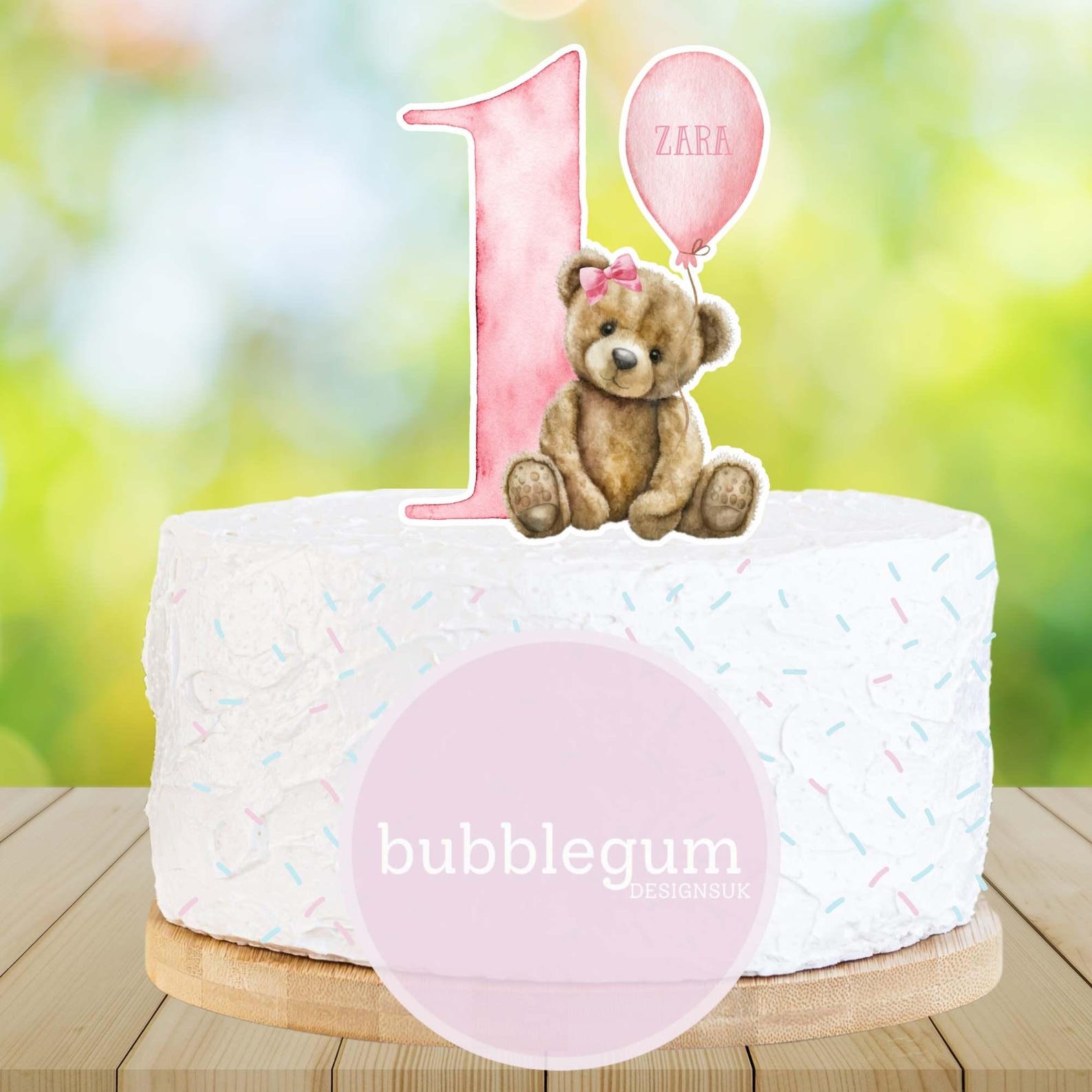 Teddy Bear Pink Balloon 1st Birthday PNG, First Birthday Sublimation ...