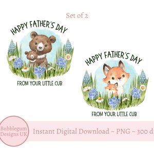 Set van 2 - Happy Father's Day PNG, From Your Little Cub, Bear Cub, Fox Cub, Vaderdag-sublimatieontwerp, instant digitale download