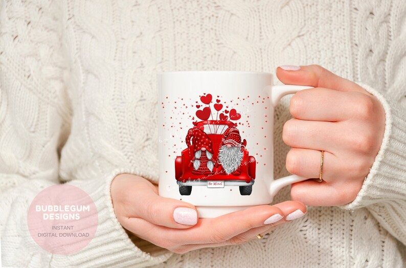Download Valentine's Gnomes Truck PNG Be Mine Valentine Clip Art | Etsy