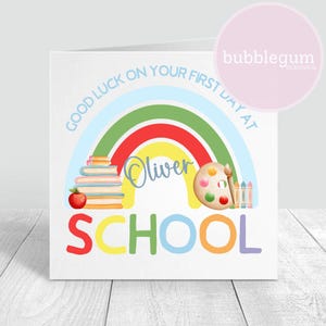 Veel succes op je eerste schooldag, regenboogsublimatieontwerp, png, startschool, terug naar school-kaart, instant digitale download