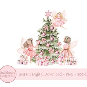 Árbol de Navidad de hadas rosa PNG, diseño de sublimación de hadas y árboles de Navidad, Navidad de hadas rosa, primera Navidad, descarga digital instantánea