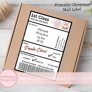 A4 Christmas Shipping Label, JPG, Parcel Label, Special Delivery Postage Label, Postage Sticker Design, North Pole, Instant Digital Download