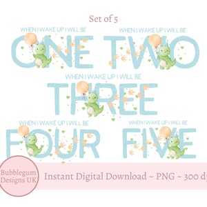 Dinosaure anniversaire bleu 1-5 ans Bundle sublimation designs, PNG, quand je me réveillerai, je serai anniversaire pyjama designs, téléchargement immédiat