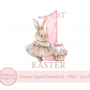 Mein erstes Oster-Tutu-Häschen & Korb-Sublimationsdesign, mein 1.Ostern, PNG, Osterhase, 1.Ostern, sofortiger digitaler Download