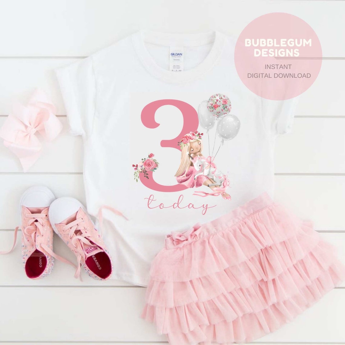 Pink Ballerina Unicorn 3rd Birthday PNG Unicorn Birthday Etsy UK