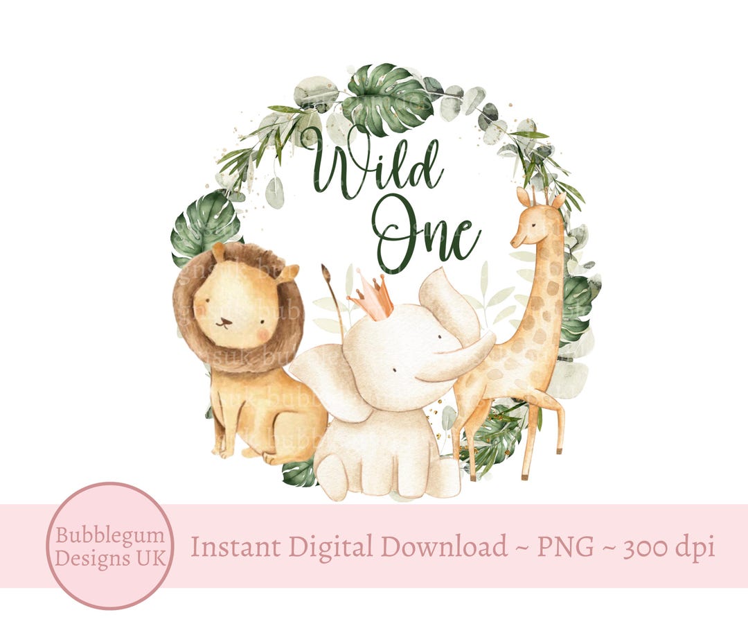 Wild One Baby Safari Animals PNG, Watercolor Baby Animals, Safari T ...