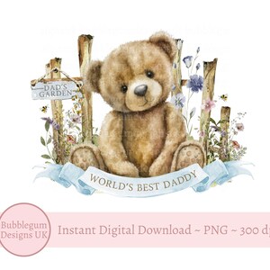 Meilleur papa ours en peluche au monde PNG, sublimation de jardin de papa, conception de tasse de fête des pères, conception de carte, téléchargement numérique instantané