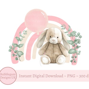 Rosa Eukalyptus Lop Ohr Bunny Regenbogen PNG, Bunny Sublimationsdesign, Regenbogen, rosa Kaninchen Bunny Design, Ostern, sofortiger digitaler Download