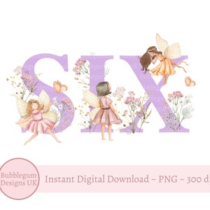 Purple Fairy Wildflower Six PNG, feeën sublimatie ontwerp, Fairy verjaardagsfeestje decor, grillige Fairy Party, instant digitale download