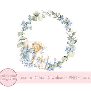 Bleu 1ère Communion Couronne PNG, Communion Sublimation Design, conception de cartes de communion, Clipart chrétien, téléchargement immédiat